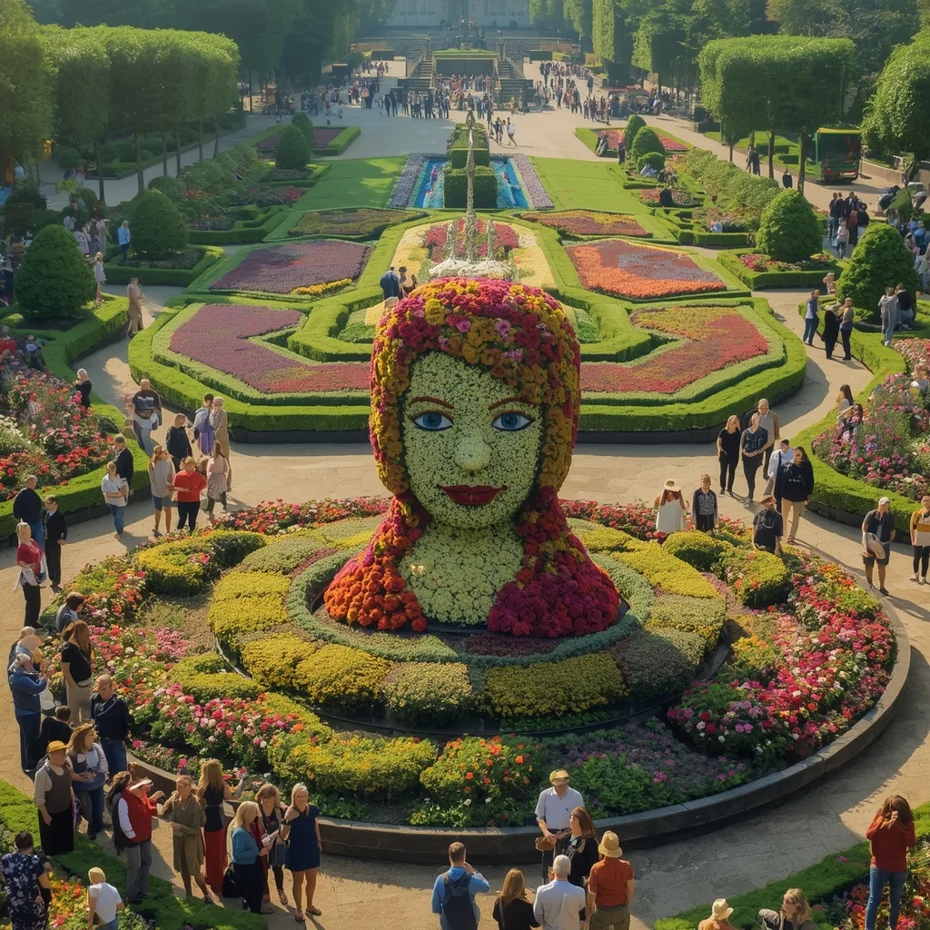 Exquisite Floral Topiary Portrait in a Vibrant Garden – AI prompt example