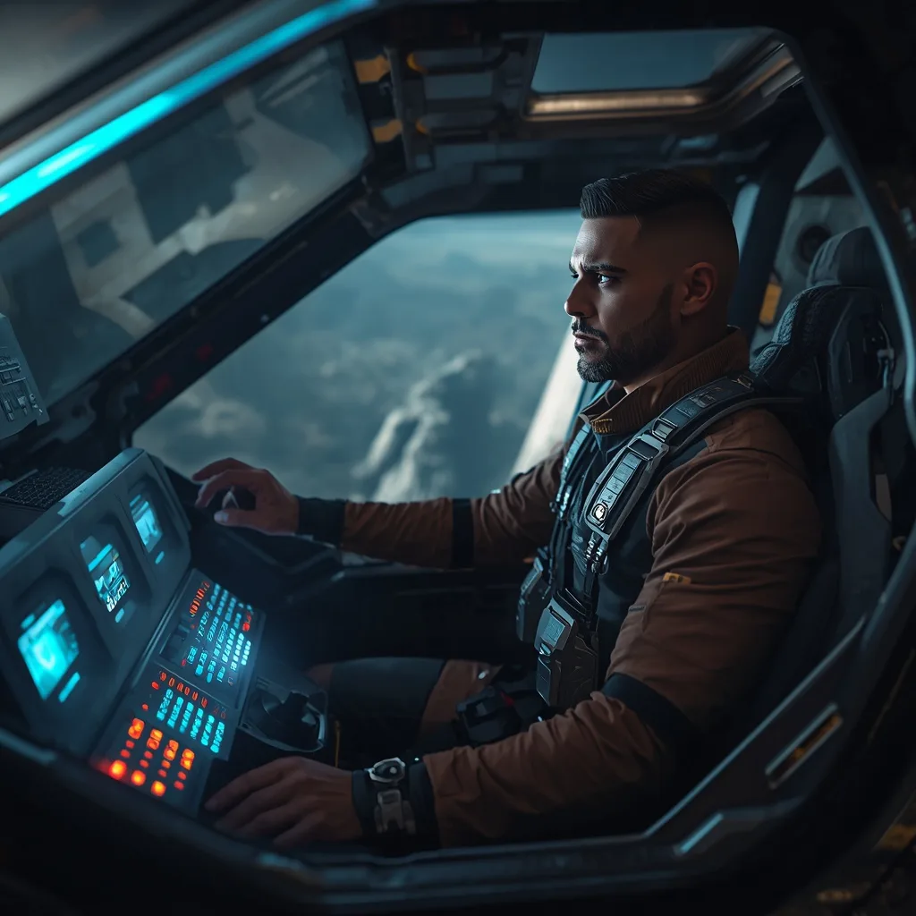 Futuristic Mech Pilot: Man in Cockpit of Giant Robot – AI prompt example