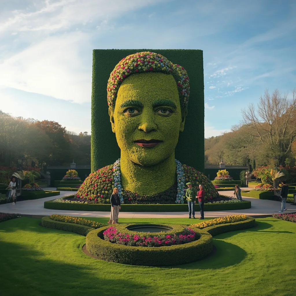 Grand Bush Topiary Portrait in a Scenic Landscape – AI prompt example