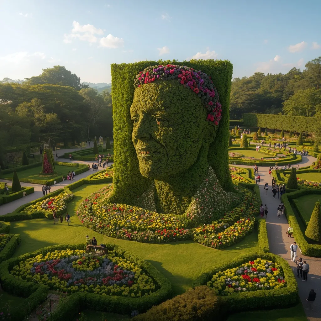Magnificent Bush Topiary Portrait in a Lush Garden Landscape – AI prompt example