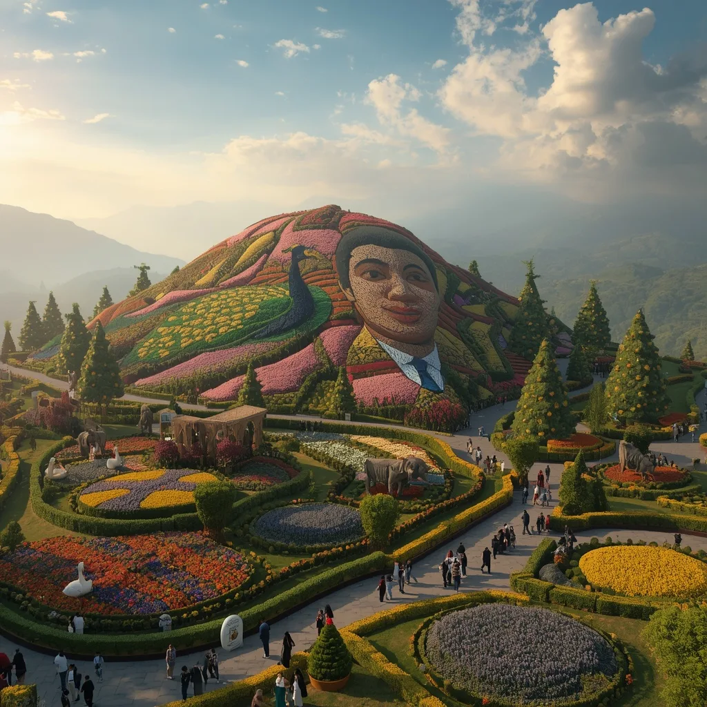 Majestic Hillside Floral Portrait at Ooty Flower Show – AI prompt example