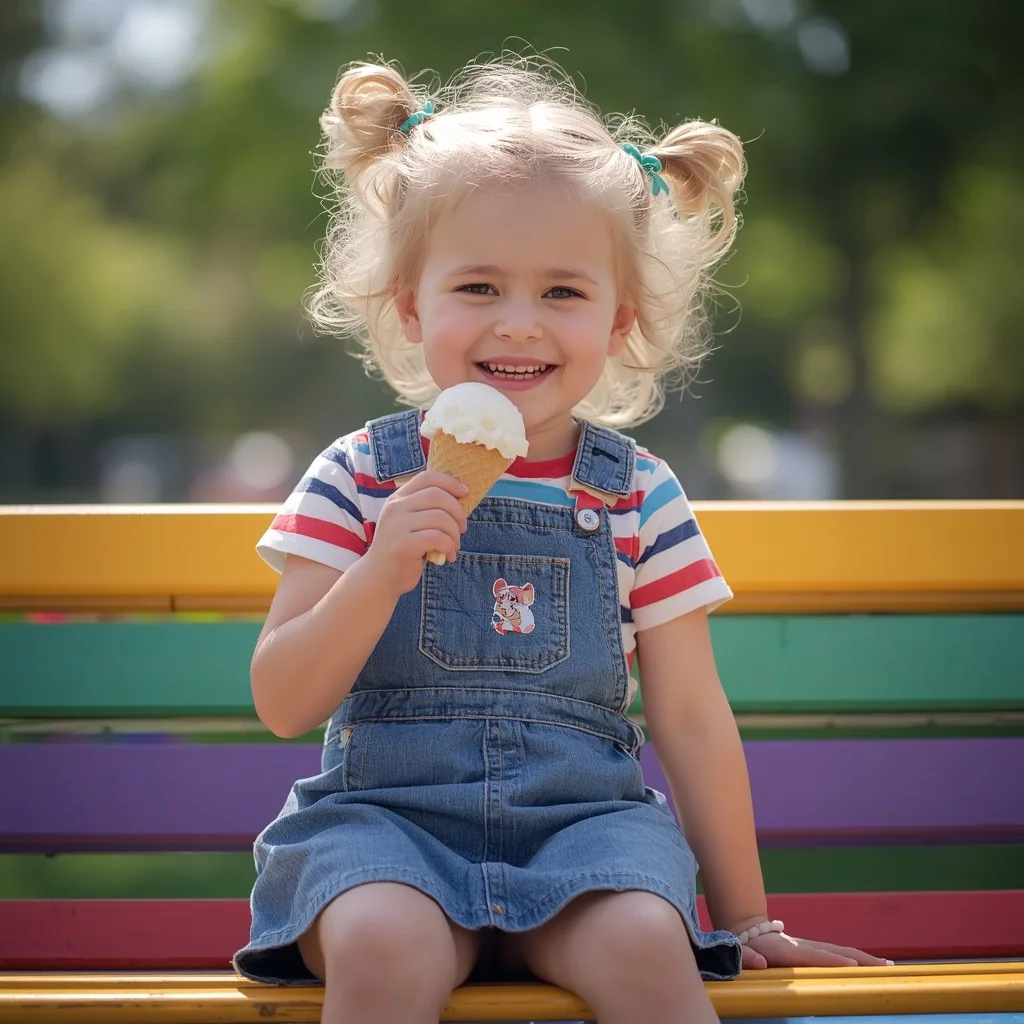 Pure Delight: A Cute Girl's Ice Cream Adventure – AI prompt example
