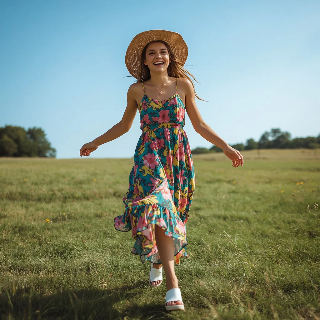 Vibrant Multicolored Floral Maxi Dress for a Garden Party | Traditional prompt for wedding pdf